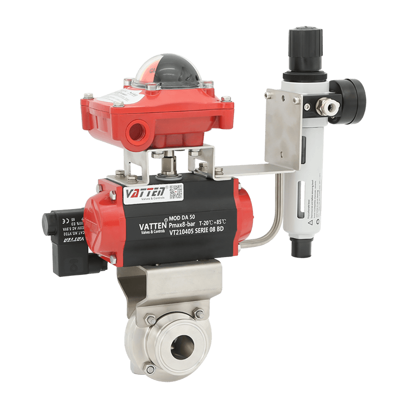 Válvula borboleta de braçadeira pneumática